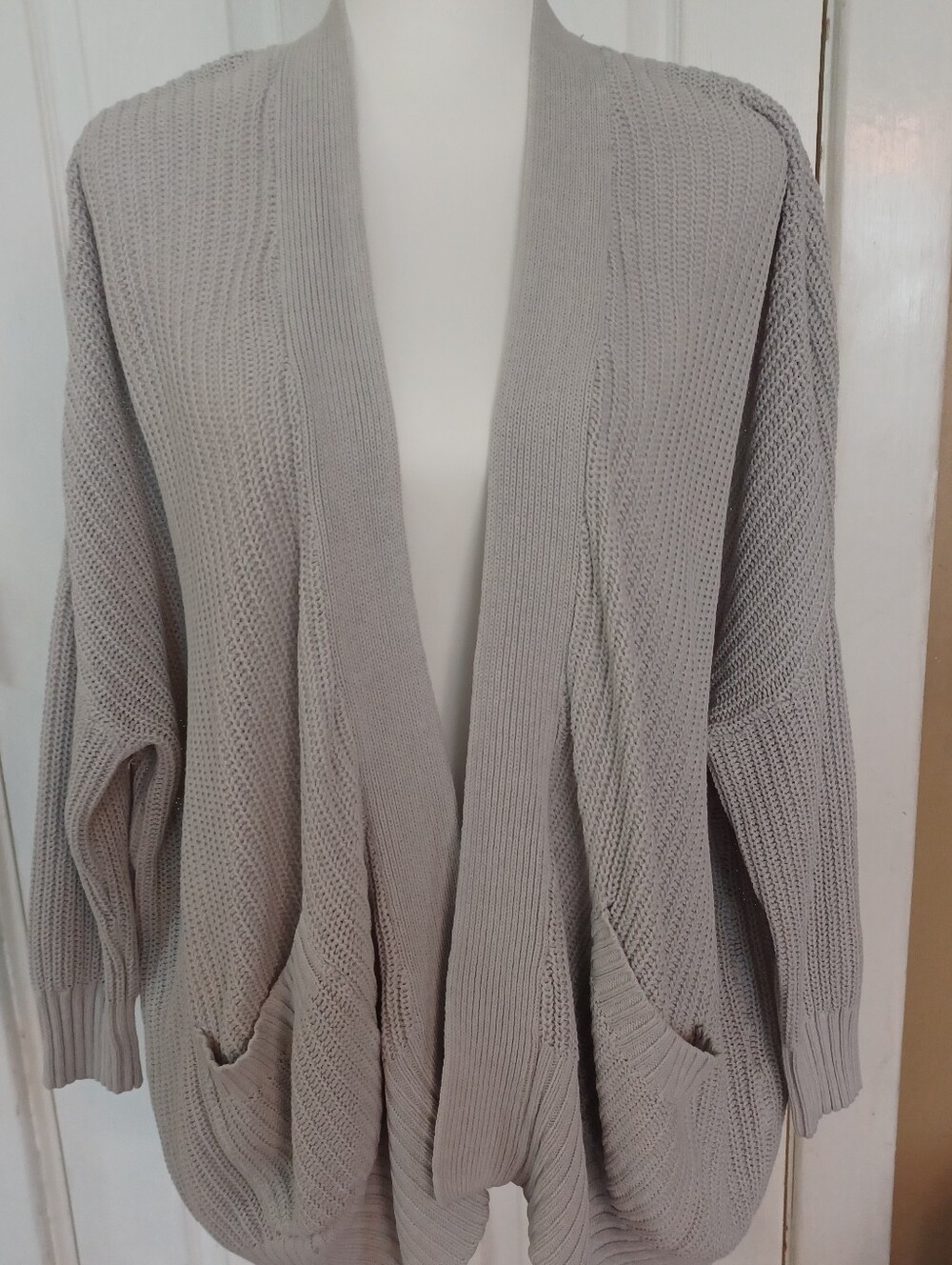 Urban Outfitters BDG Slouchy Gray Waffle Knit Open Front Cardigan